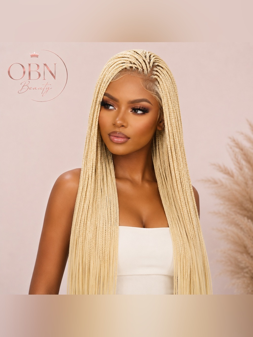 OBN Beauty Blonde Micro Braid Lace Front Wig – 24” #613 - Picture 4 of 7